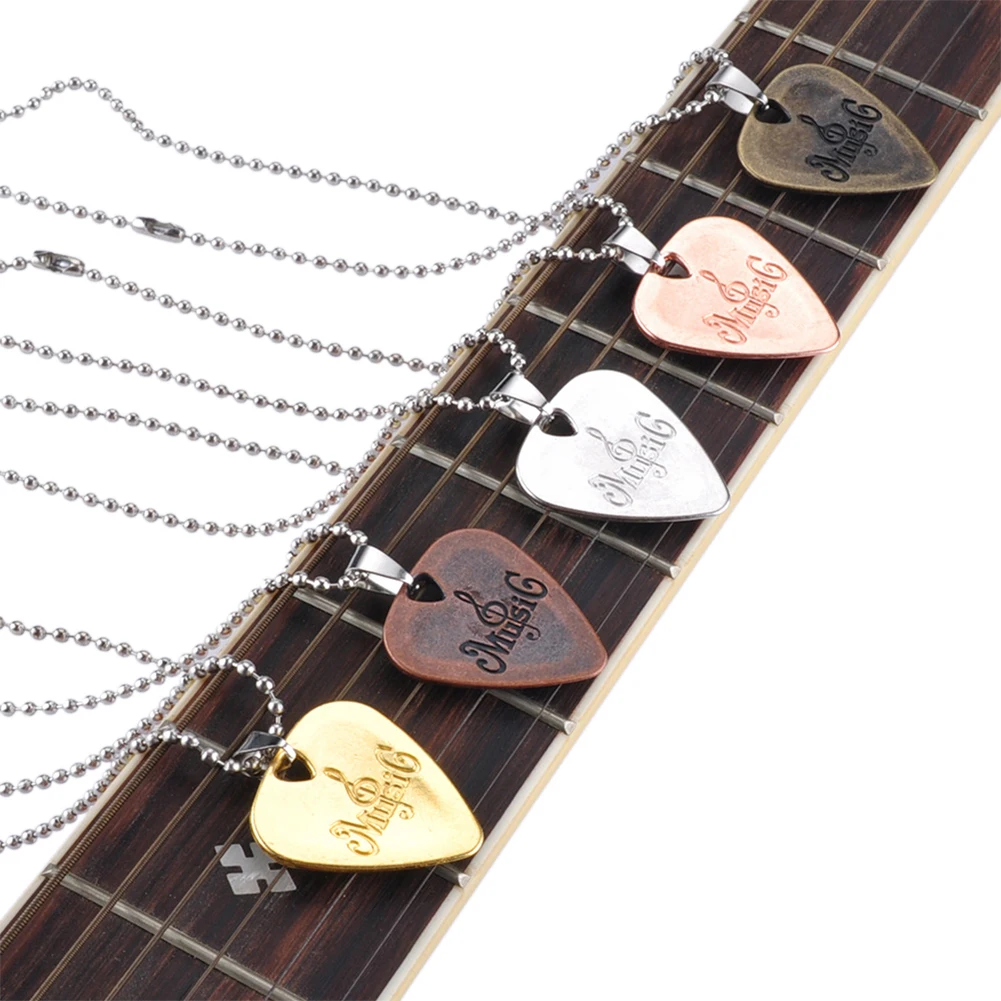 Metal Guitar Pick Zinc Alloy Pick Necklace Rock Symbol Pendant Plectrum For Electric Guitar Musical Instrument Parts Accessories