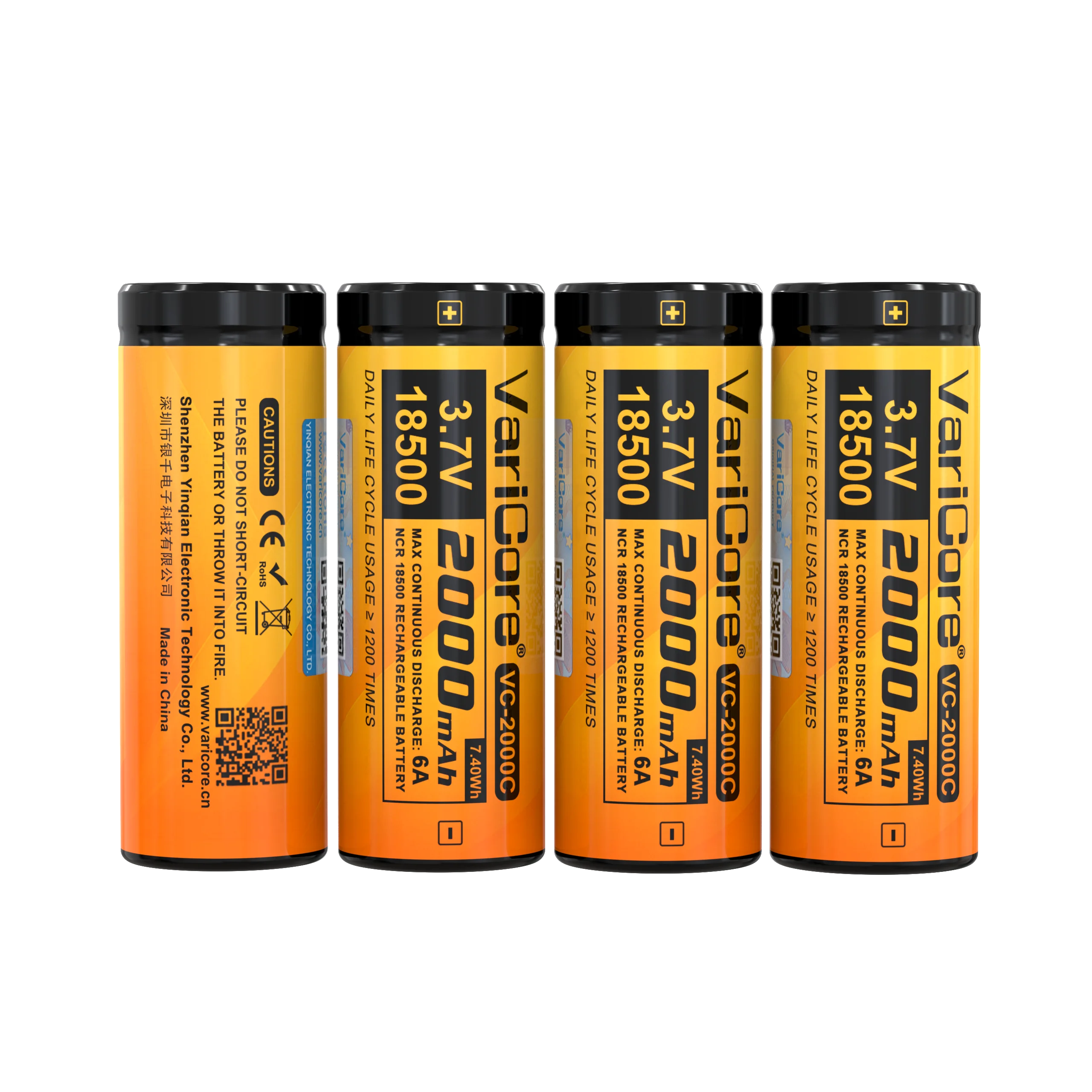 بطارية 18500 2000 مللي أمبير 3.7 فولت قابلة لإعادة الشحن مقاومة لدرجات الحرارة العالية والمنخفضة قابلة لإعادة الشحن إلى السعة-VariCore