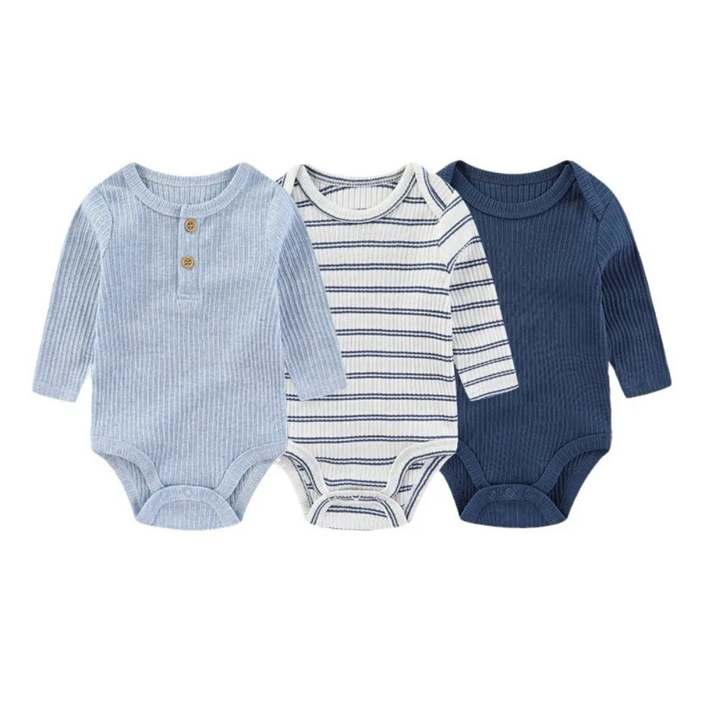 3PCS All Seasons Baby Bodysuit Three piece Set with Cartoon Pattern Design for 3-12 Months