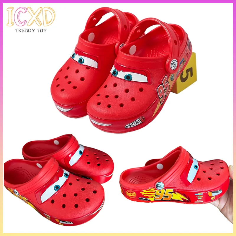 

Mcqueen Car Men'S And Women'S New Outdoor Height Increase Anti Slip Leisure Beach Hole Shoes Baotou Slippers Sandals Gifts