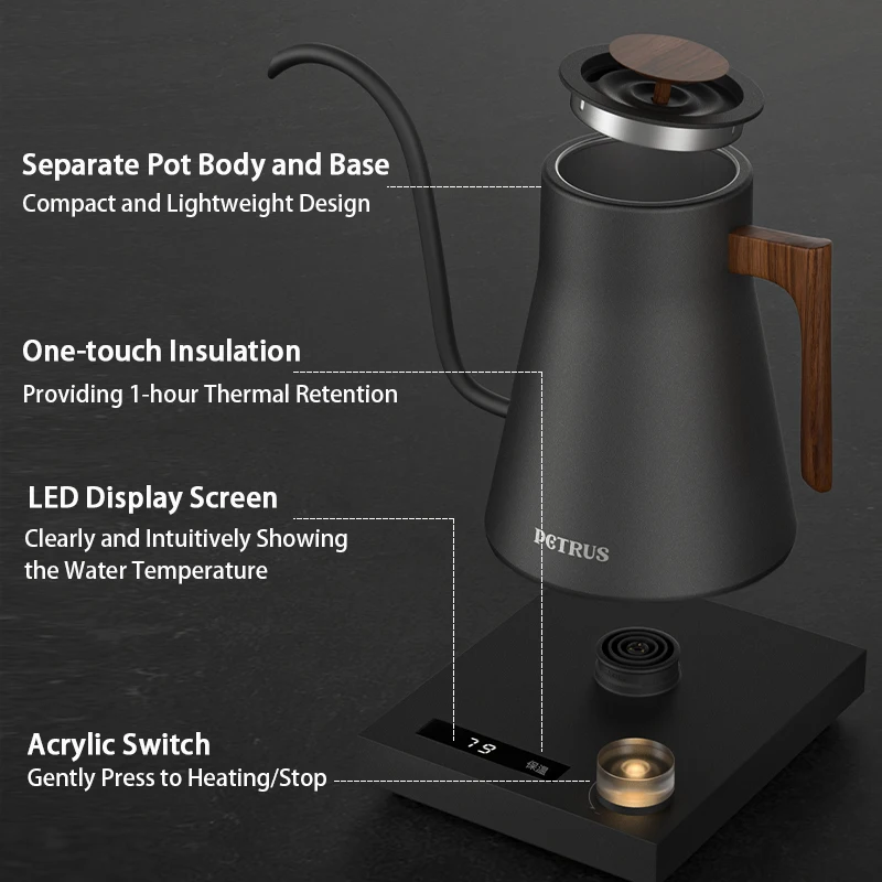 Petrus Smart Electric Pour Over Kettle Temperature Control for Coffee Tea