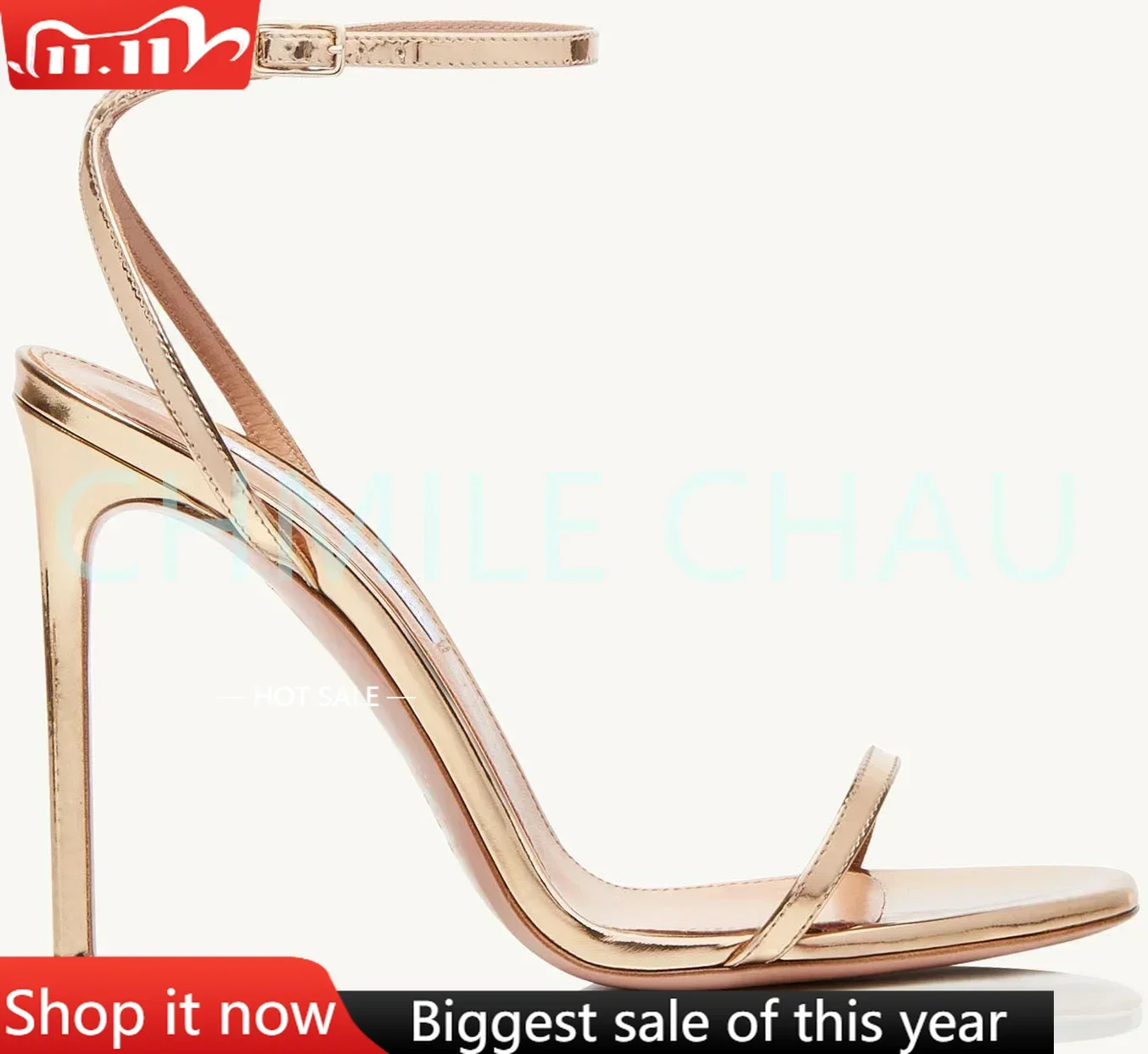 

【Measure your feet length before order】Women Stiletto High Heel Ankle Strap Sandals Party Shoes Zapatos De Tacon Mujer 30-CHC-30