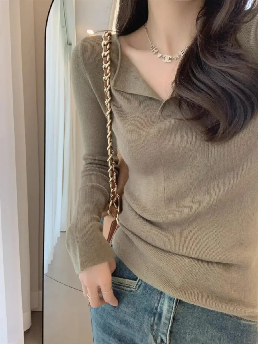 

Свитера Джемперы Пуловеры Женские Элегантные Осенние Новые Макетные Повседневные BF Y2K Стильные Современные Модные Классические Однотонные Лоскутные