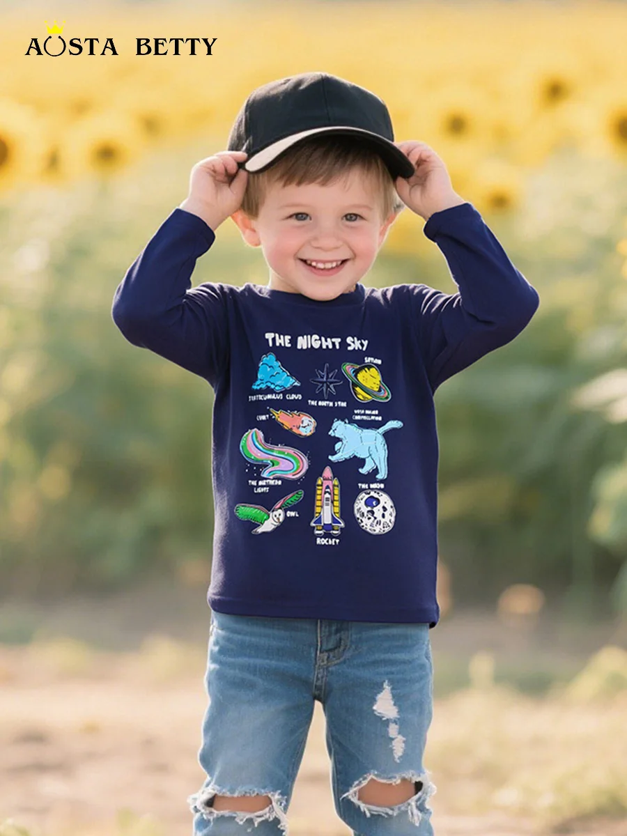 Autumn new boys' long-sleeved T-shirts European and American fashion children's long-sleeved sweatshirts cartoon round neck pull