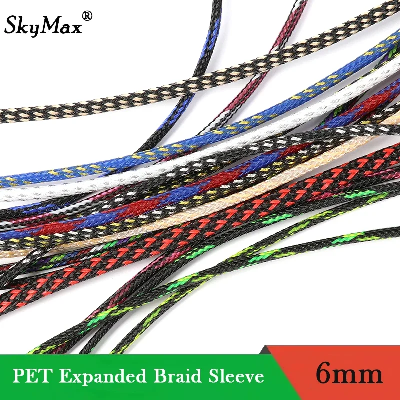 1/2/3/5/10/20/30/50M 6mm Insulated PET Braid Sleeve Sleeving Expandable High Density Cable Sheath Wrap Protector Braid For Wires