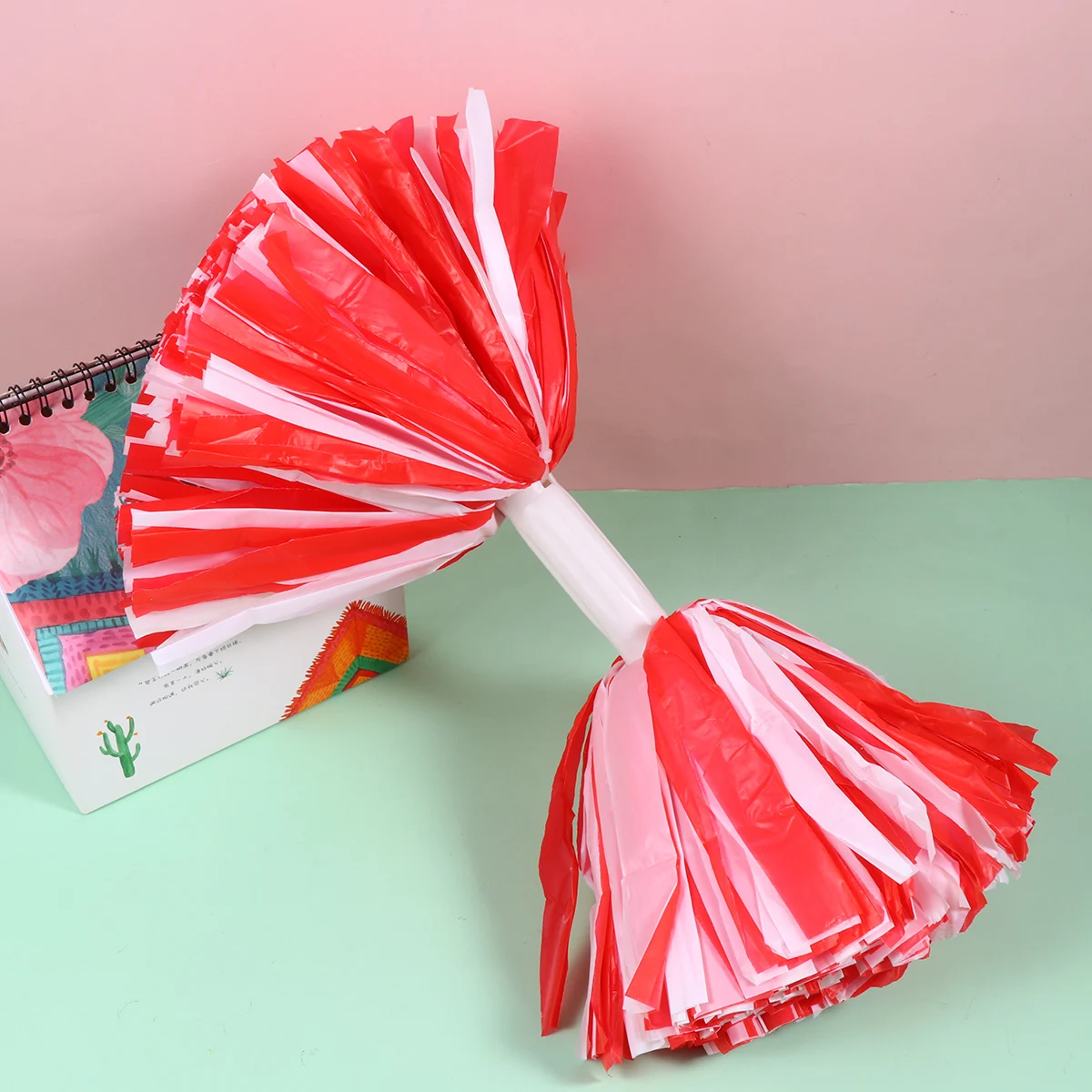 

1 Pair Colorful Cheer Poms Light Plastic Handle Pom Poms For Sports Events Competition Cheerleader Supplies Bright Eye-Catching