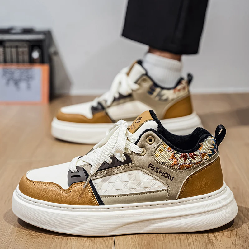 

2025 зимние удобные повседневные спортивные туфли на толстой подошве с низким вырезом, модные универсальные мужские туфли для бега, хлопковая обувь