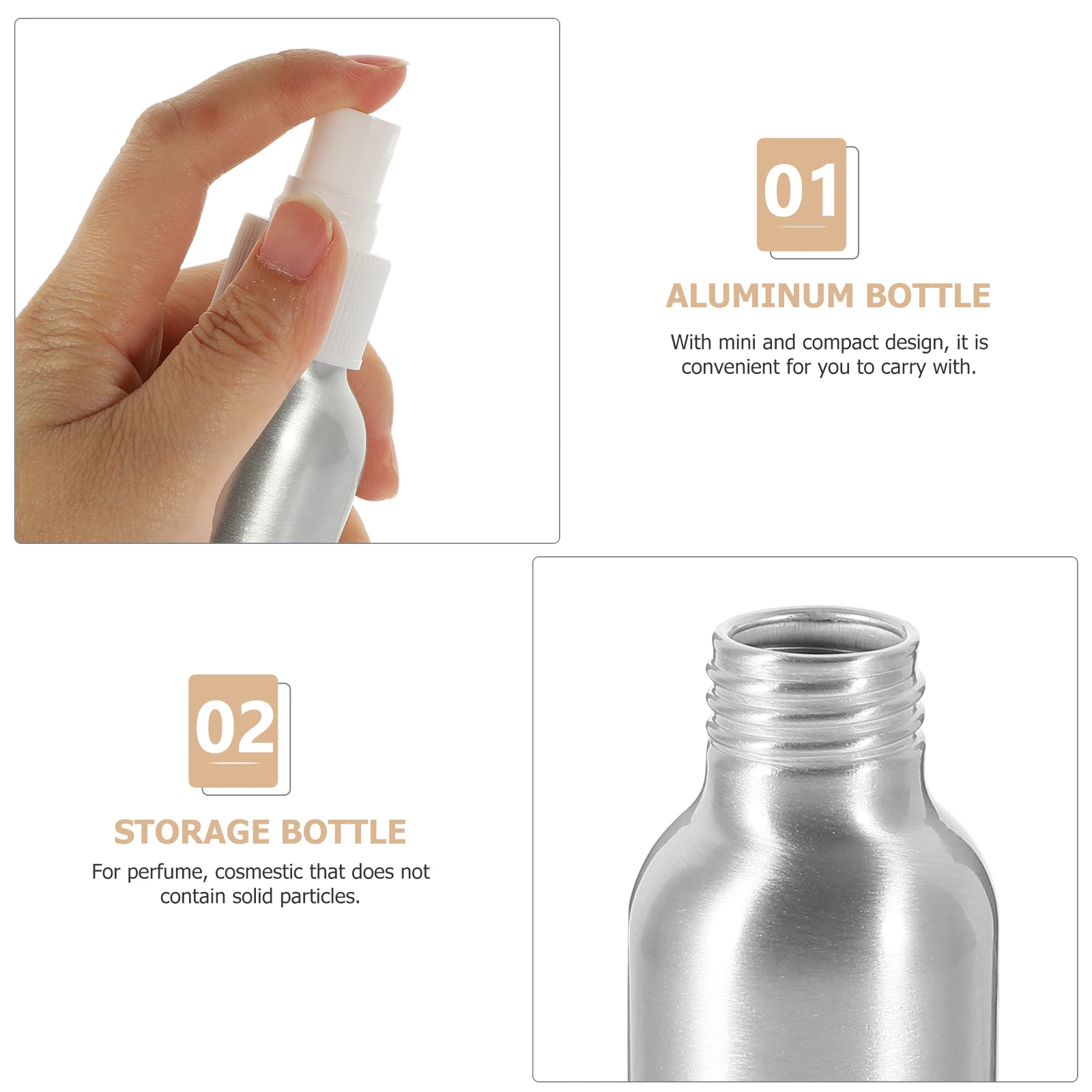 

2Pcs Perfume Atomizer Bottles Empty Travel Spray Portable Refillable Container Small Fine Mist Aluminum Gel Shampoo