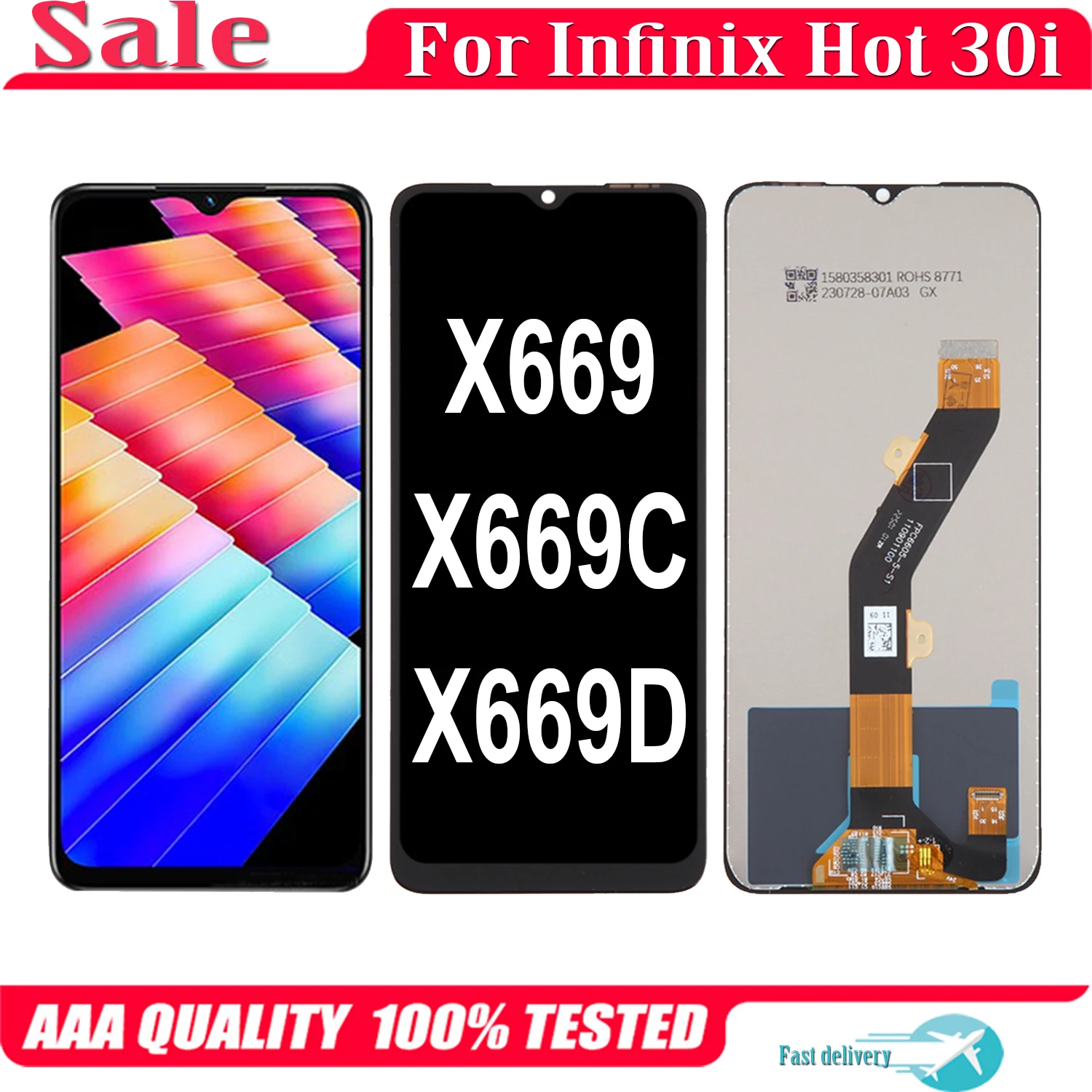 

6.56'' Original For Infinix Hot 30i NFC X669 X669C X669D LCD Display Touch Screen Repalcement Digitizer Assembly