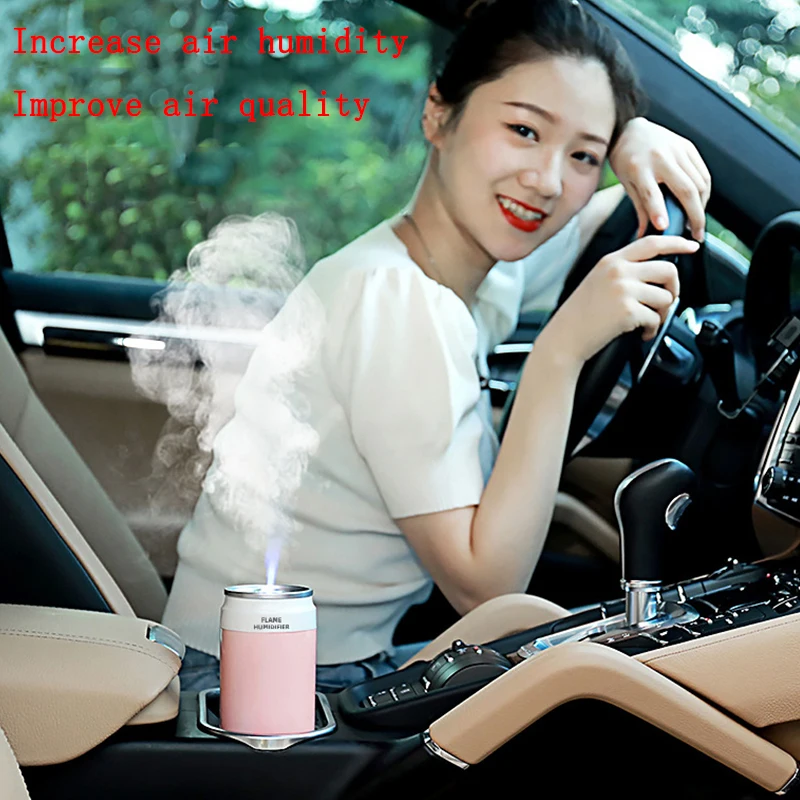 Car Cold Flame Air Humidifier Diffuser Freshener With LED Atmosphere Light Silent Running Moisturizing Auto Interior Accessories