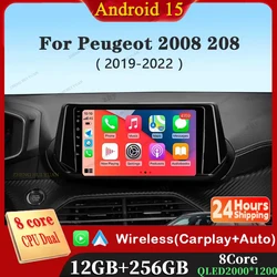 Android 15 Carplay Auto For Peugeot 2008 208 2019 2020 2021 2022 Car Radio Multimedia Video Player Navigation GPS No 2Din 2 Din