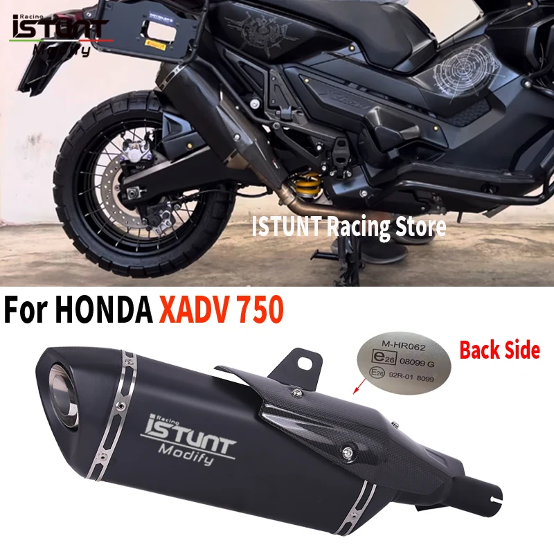 For HONDA XADV X ADV 750 Motorcycle Exhaust Escape Moto System Middle Link Pipe Carbon Fiber Muffler With DB Killer Heat Shield