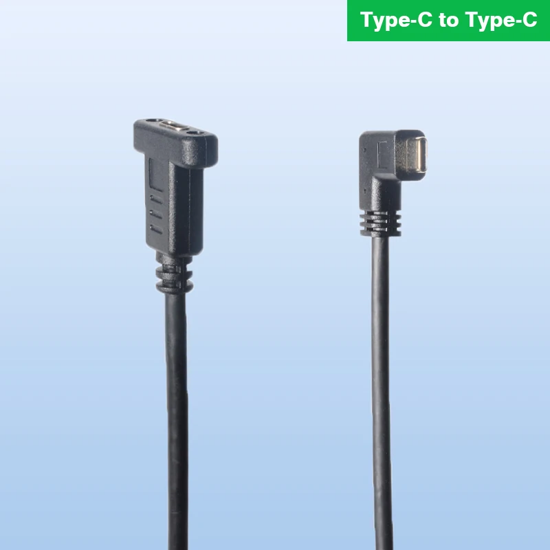 Angle USB C Male to Female Extension Cable with Panel Mount Screw Hole -6feet/1.8m (Right Angle USB c Extension Cable)