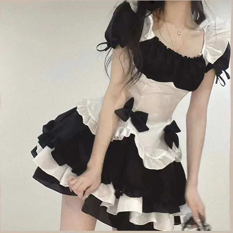 

Cute Soft Girl Japanese Lolita Maid Dress Daily Wear Large Size Strap Maid Anime Costume Stage Performance