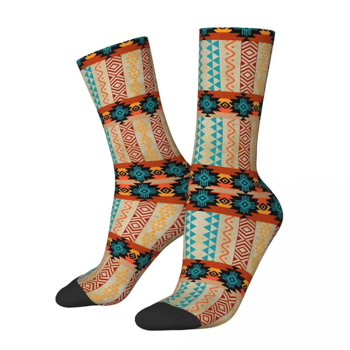 Aztec In Blue Orange Shades And Browns Kawaii Socks Sports Cartoon Pattern Socks