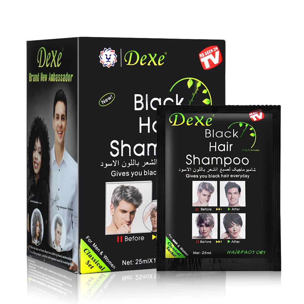 25ml 10Pcs 20Pcs Black Hair Shampoo 5 Mins Dye Hair Into Black Herb Natural Faster Black Hair Restore Colorant Shampoo Treatment