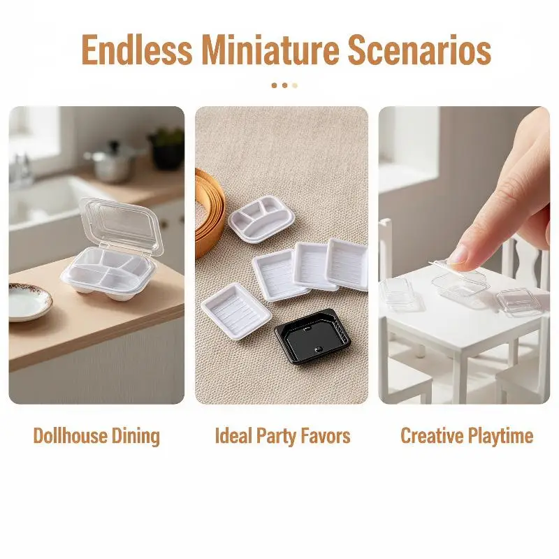 10Pcs Mini Simulation DIY Food Toy Meal Box Model Miniature Disposable Lunch Boxes Dollhouse Decoration Accessories Photo Props