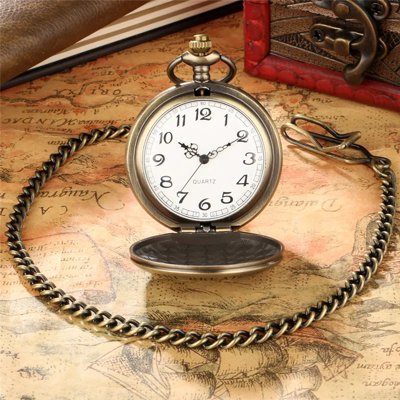 Antique The Greatest Bro Men's Analog Quartz Pocket Watch Necklace Pendant Chain Arabic Number Clock Gift to Brother reloj