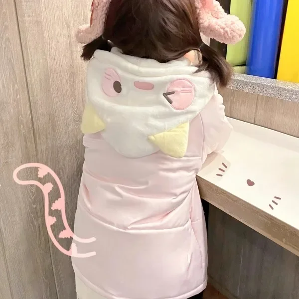 Originele Japanse Roze Lolita Katoenen Gewatteerde Jas Vrouwelijke Leuke Zoete Zachte Meisje Kawaii Parka Met Capuchon Winter Warme Verdikte Jas