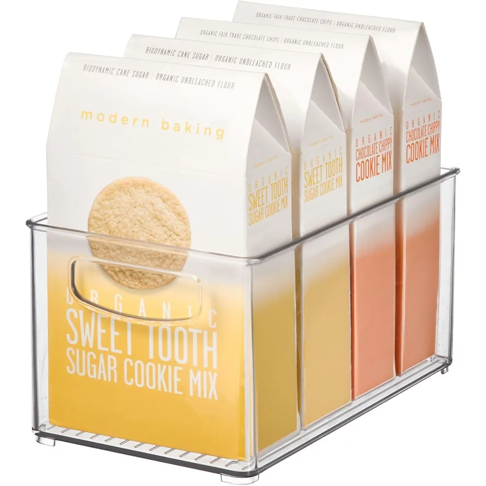 idesign stackable pantry bin with handles - organizer bin for fridge, or freezer, clear, made in usa