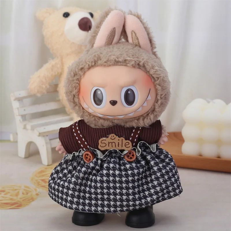 Suitable For 17 Cm Labubuv1v2v3 Clothes Autumn And Winter Mocha Brown Set Doll Accessories Festival Gifts Autumn And Winter Set