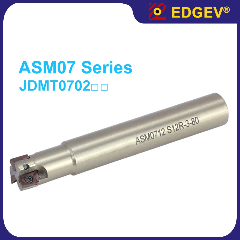 

EDGEV End Mill ASM07,CNC Milling Cutter For metal,JDMT 0702,JDMT070204 Carbide Insert Tool Holder,Single 2 3 4 Flute Endmill
