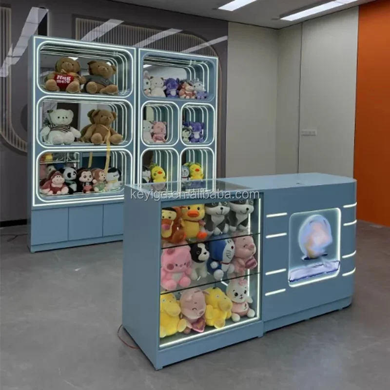 custom.Retail Led Lighting Arched Claw Shop Display Cabinet Custom Action Figure Store Furniture Glass Toy Shop Display Sho