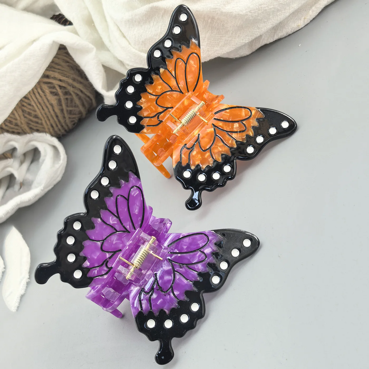 

DS 8,5 см красочные заколки для волос в форме бабочки, экологически чистые заколки из ацетата, модные заколки для волос в стиле ретро для женщин и девочек, аксессуары для волос