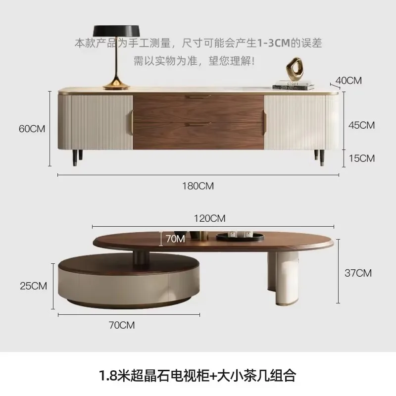 c9.21-Marble Solid Wood TV Cabinet Home Modern Minimalist Living Room High-Grade Villa Cabinet