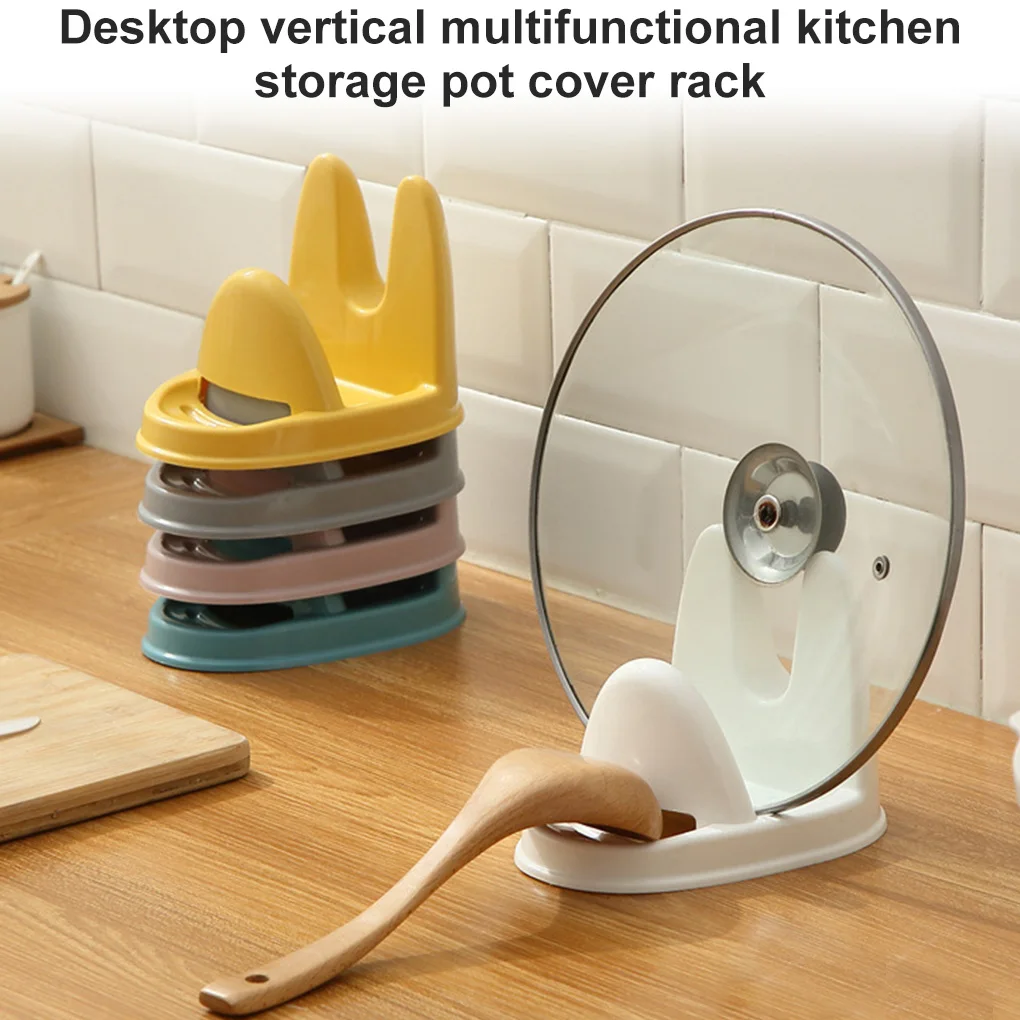 

Vertical Foldable Pot Cover Rack Organizer Plastic Desktop Multifunctional Kitchen Rack Soup Spoon Spatula Storage Rack