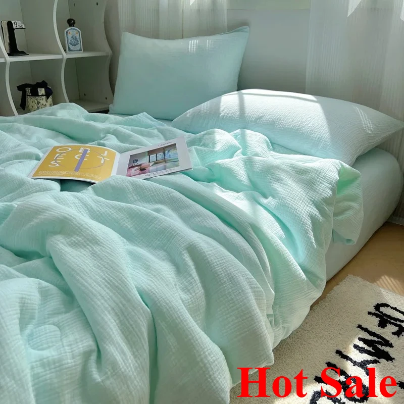 

Double-layer yarn Xia Liang quilt four-piece summer single dormitory thin quilt summer air conditioner quilt