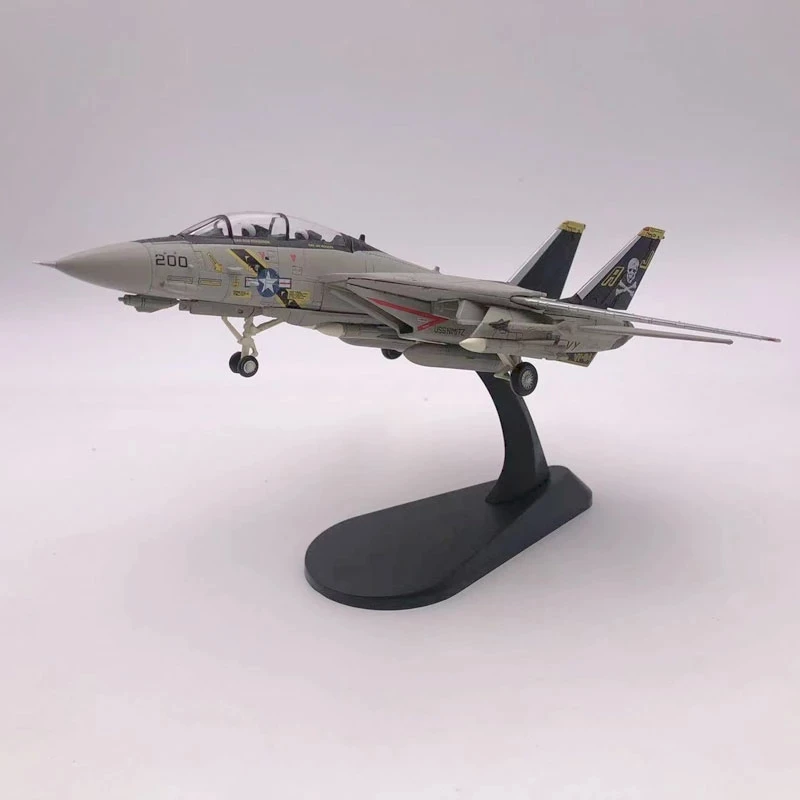 WLTK Diecast 1/100 Scale USAF F-14A F14A Tomcat Combat Aircraft VF-84 Pirate Flag F14 Alloy Model for Collections and Displays G