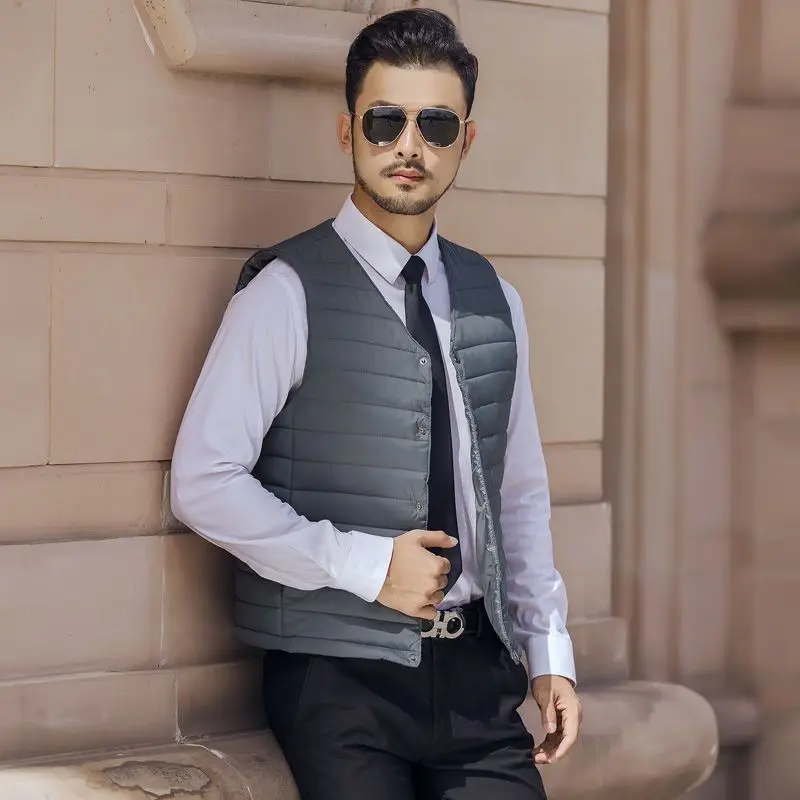 

Мужской теплый утолщенный повседневный жилет без рукавов, стильный зимний жилет для отца для пожилых людей, качество премиум-класса