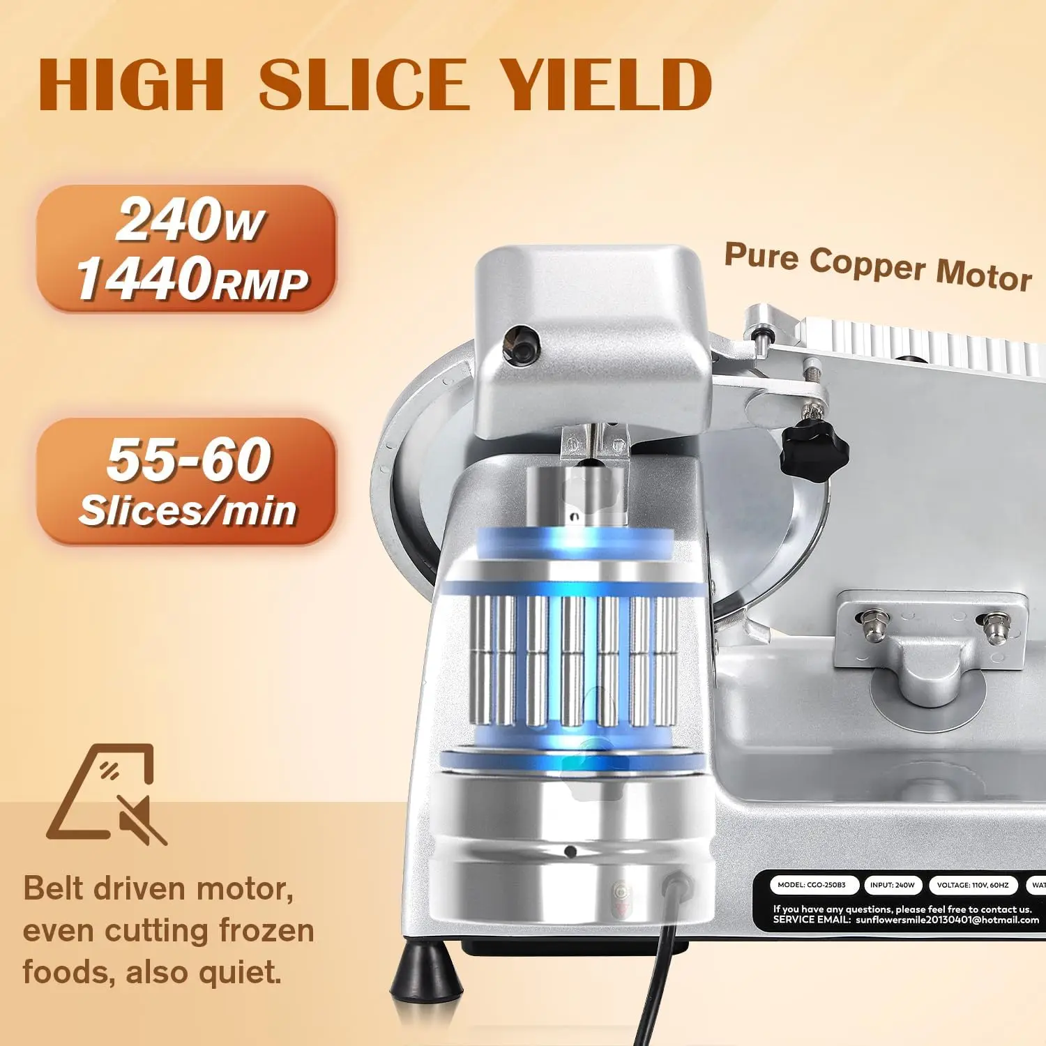 Commercial Meat Slicer Machine, 240W 0-0.7