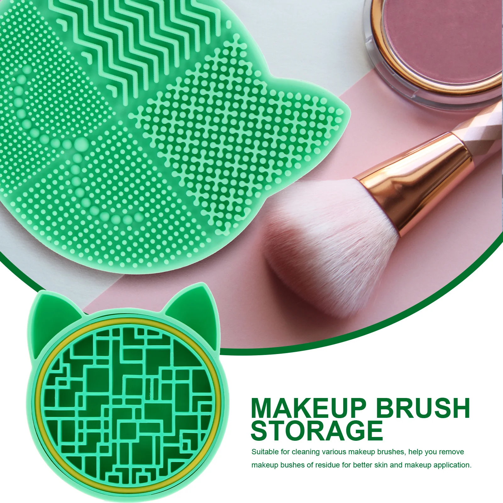 シリコン製メイクブラシクリーナーマット 2 in 1 ブラシスクラバーホルダーパッドラック 効果的な油汚れ除去 肌に優しい 簡単操作