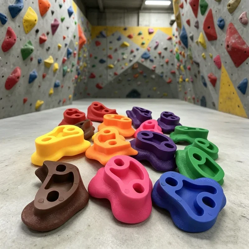 Children Wooden Wall Climbing Rock Holds Stones Kit Backyard Play Equipment For Outdoor Physical Fitness Daily Sport Activities