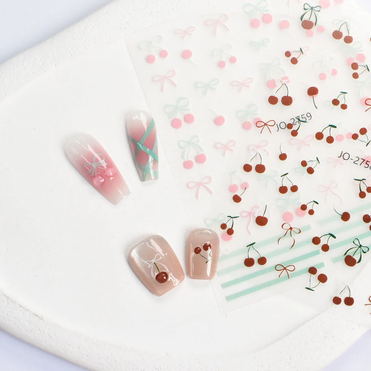 3d Nail art Stickers Cherry Strawberry Lemon Peaches Fruits Nail Decals For Nail Decorations Manicures Beauty