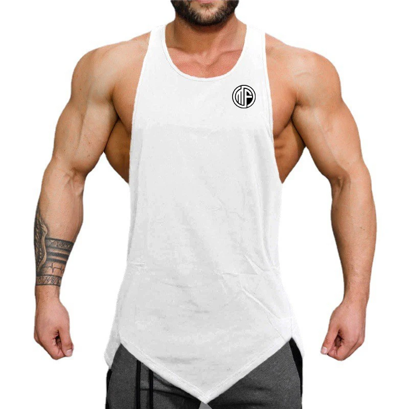 Summer Cotton Running Vests Mens Breathable Sleeveless Shirt Human Skeleton Deadlift Barbell Gym Workout Jogging Tank Top Sports