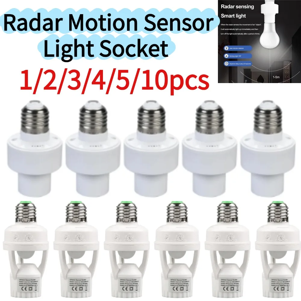 Radar Motion Sensor Light Socket 220V Human Body Induction Lamp Holder High-Sensitivity Radar Sensor Universal E27 Screw Base