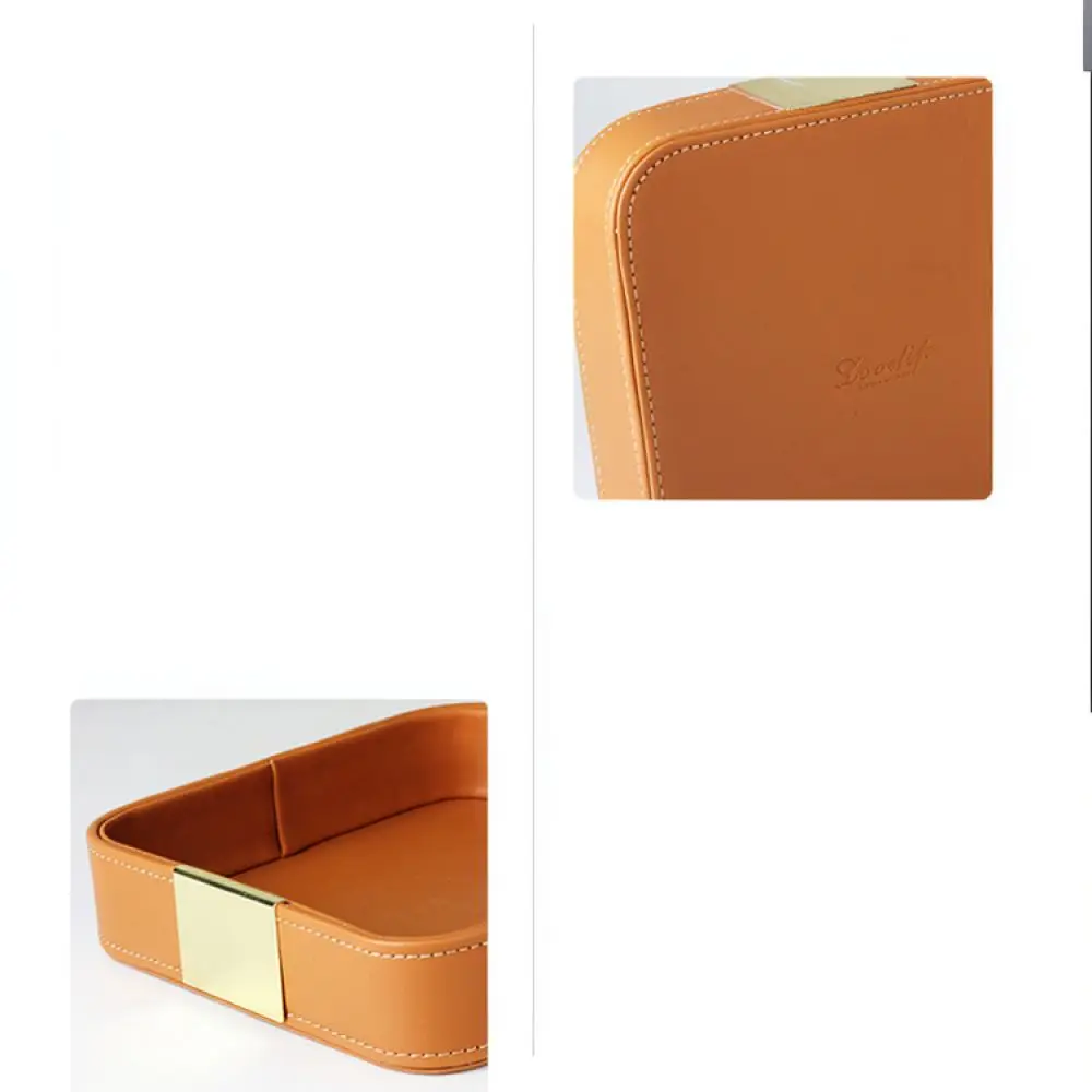 Elegant Leather Storage Tray Modern Desktop Organizer For Cosmetics Jewelry Keys Minimalist Home Decor Storage Box Tray