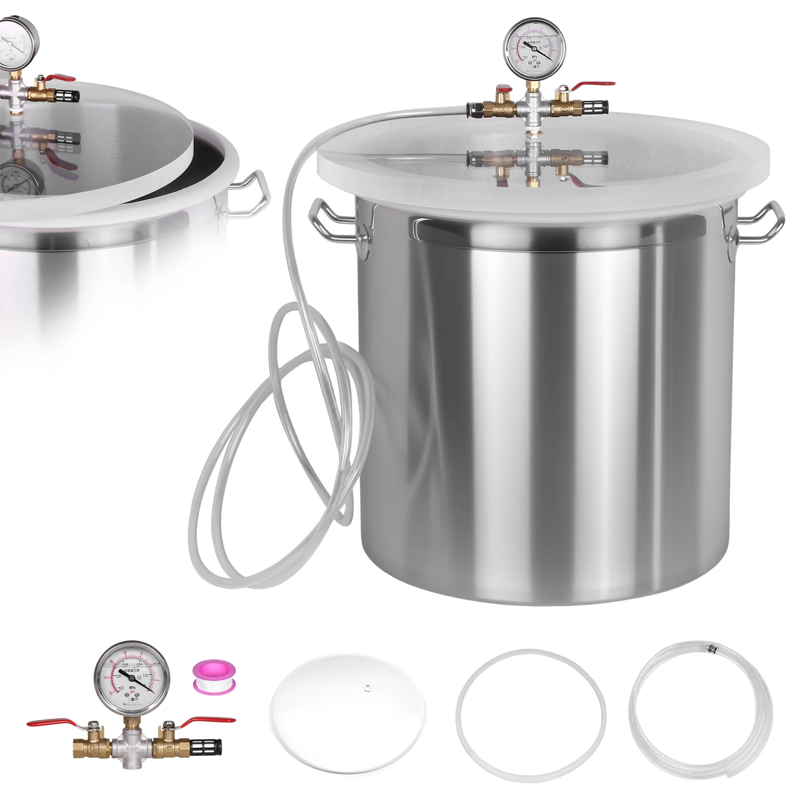 

304 Stainless Steel Vacuum Degassing Chamber Without Pump Industrial Vacuum Degassing Barrel for Casting Silicone Essential Oils