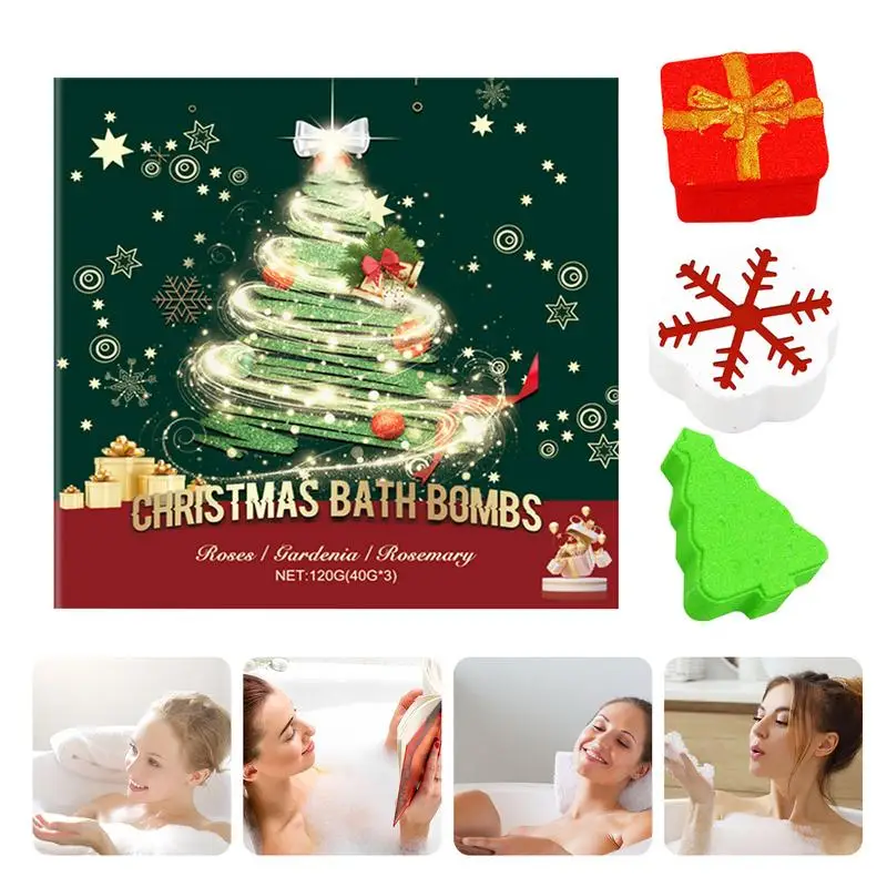 Christmas Shower Balls Bath Salt Ball Fizzy Bath Balls For Adults Bubble Natural Bath Ball Set Christmas Scented Shower Balls