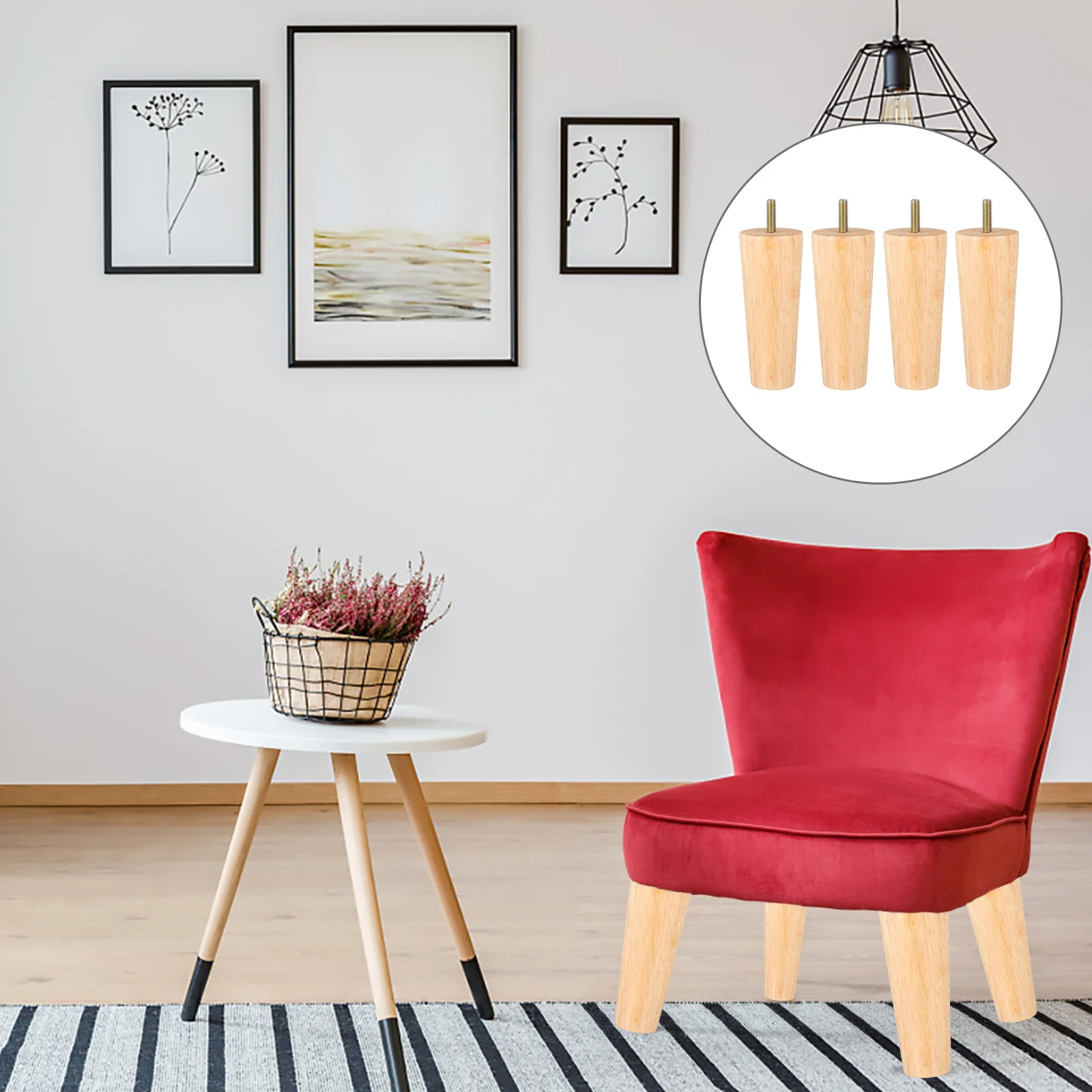 

4 Pcs Wooden Cabinet Legs Table Feet Replacement Chair Support Easy to Clean Furniture