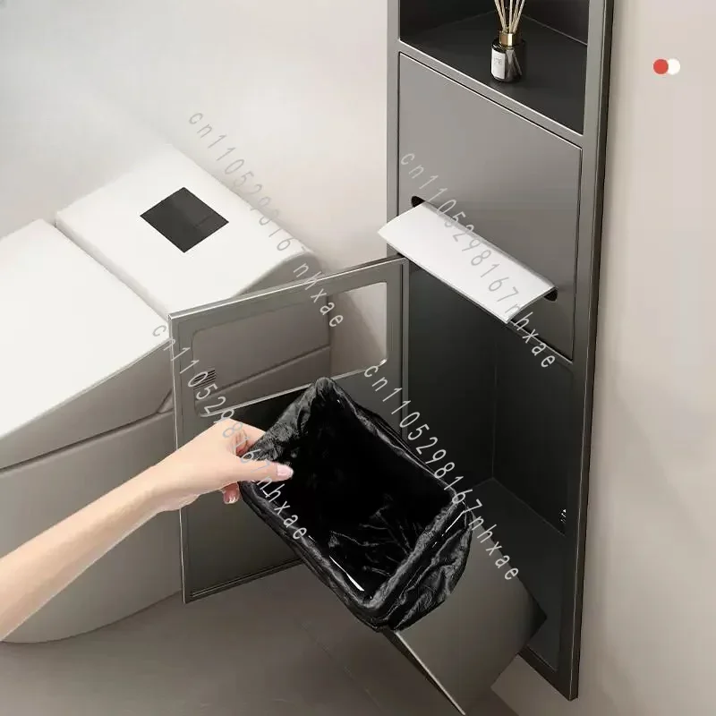 Toilet Corner Cabinet Thick Baked Paint One PieceCraft Recessed Stainless Steel Bathroom Niche Built In Trash Can Door