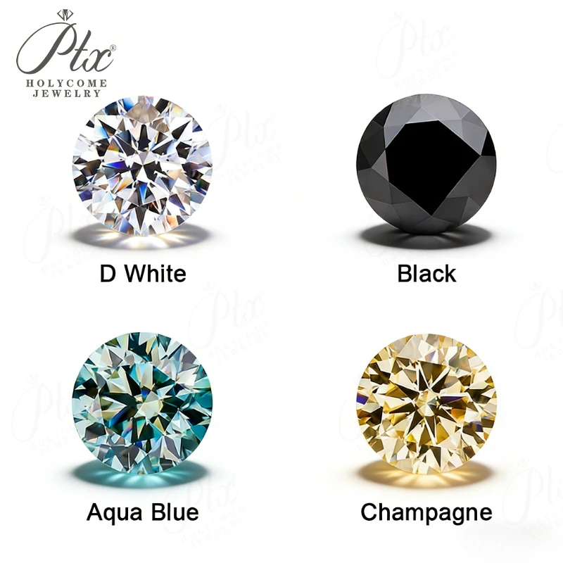 

Муассанит круглой огранки, цвет D (белый)/черный/шампань/аквамарин, 0.5-13 карат, VVS1, 100% натуральный камень для изготовления ювелирных изделий, колец, серег своими руками