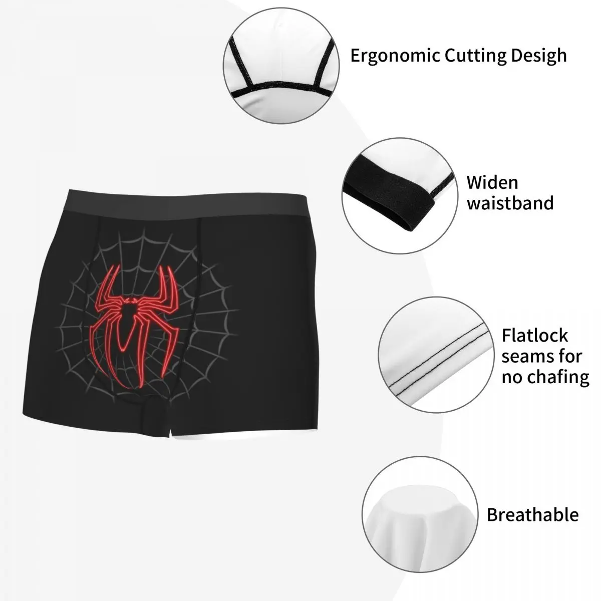 Custom Classic Red Spider On Web Pattern Boxer Shorts For Homme 3D Printed Underwear Panties Briefs Stretch Underpants