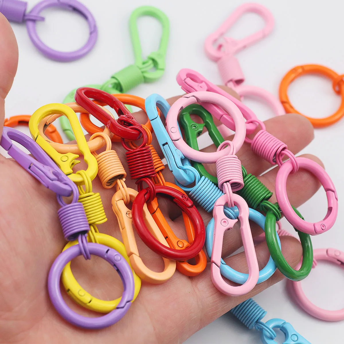 1~10pcs Colorful Spring Buckle Buckle Attachment Ring Kit for Alpine Climbing Jewelry DIY Keychain Cell Phone Chain Accessories