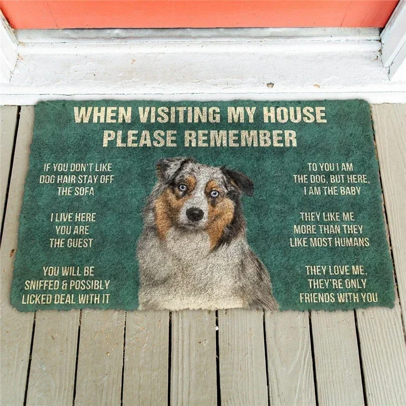 Please Remember American Staffordshire Terrier Dogs Doormat Decor Print Carpet Soft Flannel Non-Slip Doormat for Bedroom Porch