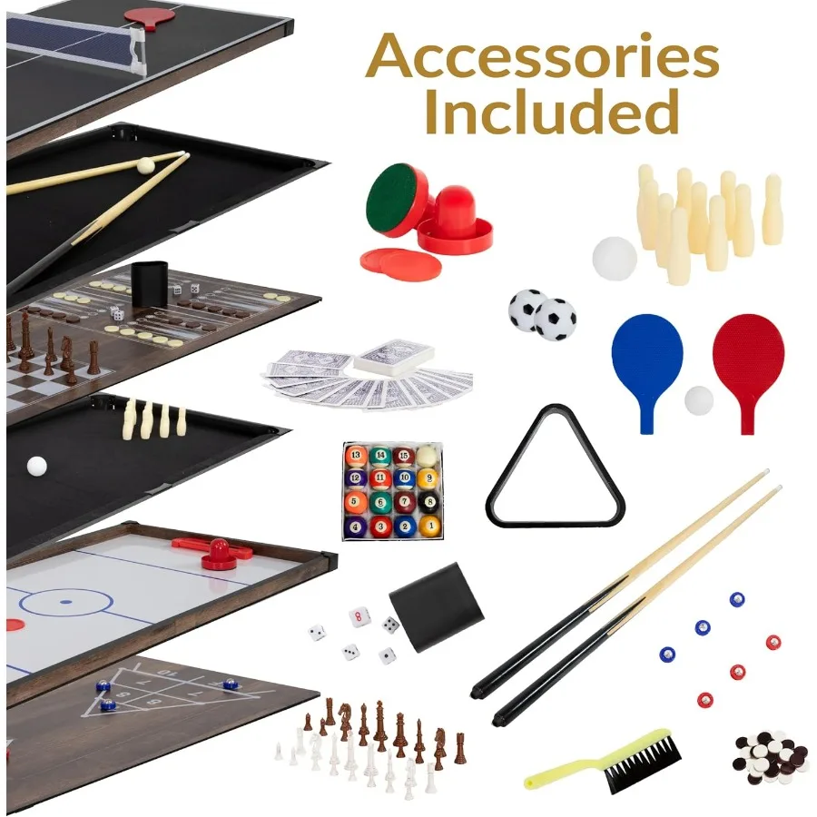 طاولة ألعاب Sunnydaze 10 في 1 للترفيه المنزلي - طاولة ألعاب متعددة الاستخدامات تتميز بالبلياردو والهوكي وكرة القدم بينغ #3