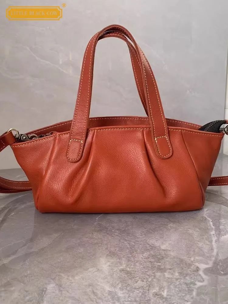 

Fashion Women Genuine Leather Casual Handbag Zipper Office Elegant Lady Single Shoulder Bags Soft Cowskin Underarm Crossbody Bag